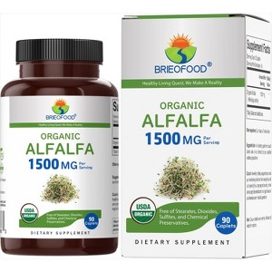 Brieofood Organic Alfalfa 1500mg, 45 Servings, Vegetarian, Gluten Free, 90 Vegetarian Tablets - 1 of 4