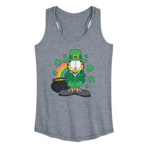Women's - Garfield - Rainbow Shamrocks Graphic Racerback Tank - 1 of 4