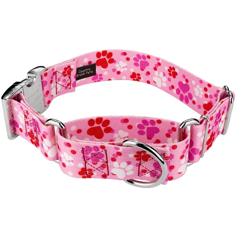 Country Brook Petz 1 1/2 Inch Puppy Love Martingale with Premium Buckle Dog Collar, 1 of 5