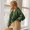 Women's Cozy Olive Green Cable Knit V-Neck Sweater - Cupshe - 2 of 4