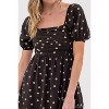 August Sky Women's Polka Dot Puff Sleeve Pleated Front Midi Dress - 4 of 4
