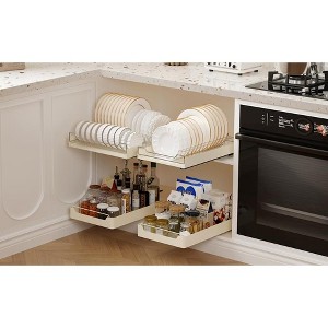 TROPOW Expandable Pull Out Cabinet Organizer, Stainless Steel + Carbon Steel Cabinet for Framed Cabinets Dish Combination Shelf - 1 of 4