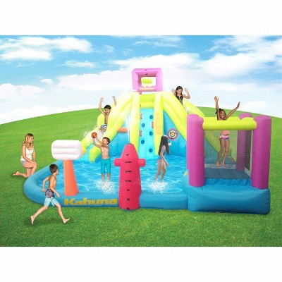 Kahuna 90778 Twin Peaks Outdoor Inflatable Backyard Kid Pool Water Park Two Slides Two Basketball Hoops Climbing Wall Sprinklers and Bounce House