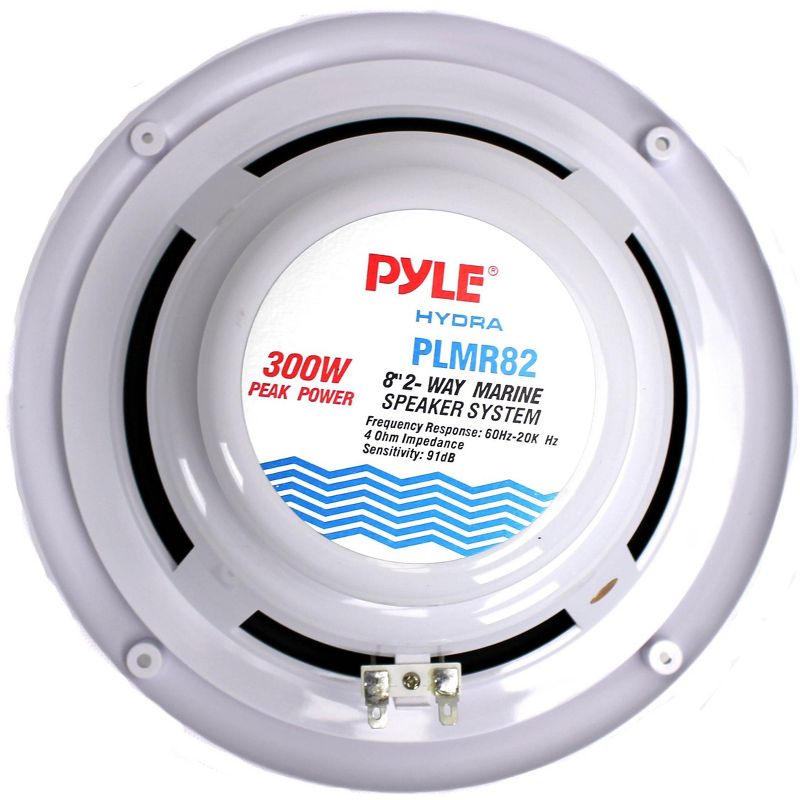 Pyle PLMR82 8 Inch 300 Watt 2-Way Waterproof Marine Boat Outdoor Speakers for Boat, Poolside, Dock, and Patio Audio System, White, Pair, 4 of 7