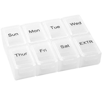MPM Detachable 7 Day Pill Organizer Box, Weekly Medicine Container, Portable Travel Daily Pill Case, See-Through Lids, F