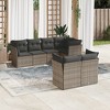 vidaXL Patio Sofa Set with Cushions Outdoor Furniture 7 Piece Poly Rattan - Gray - 2 of 4
