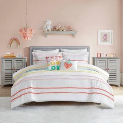 Full Pink Cotton Down Alternative Reversible Comforter Set