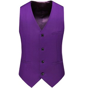 Lars Amadeus Men's Formal Vest Slim Fit V Neck Business Dress Suit Waistcoat - 1 of 4