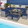 Tangkula 7PCS Rattan Patio Sectional Sofa Set Conversation Set w/ Navy Cushions - 4 of 4