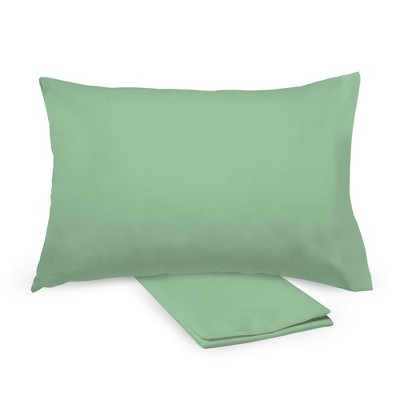 BreathableBaby Cotton Percale Pillowcase, For 13" x 18"/33 x 46 cm Toddler Pillow, Green (2-Pack)