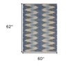 Blue and Cream Ikat Pattern Area Rug - 3 of 4
