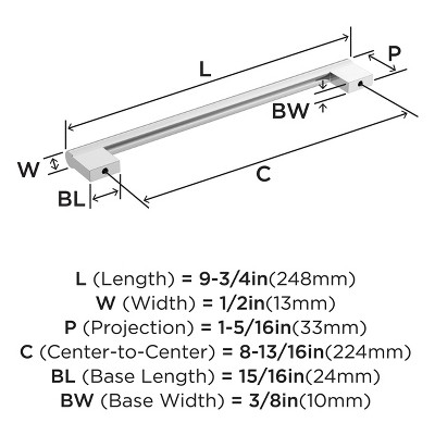 Versa Polished Chrome 9.75-inch Modern Cabinet Bar Pull