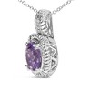 Haus of Brilliance Silver 9x7mm Oval Purple Amethyst and Diamond Accent Drop Pendant Necklace - 3 of 4
