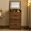 FONTOI 23.6"W 3 in 1 Vanity Desk with Flip Top Mirror Visible Glass Desktop and 3 Drawers for Bedroom Dressing Room, Walnut, 23.62"*15.75"*31.5" - 4 of 4