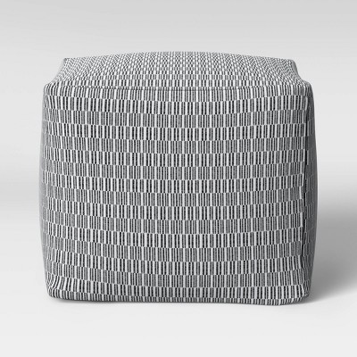 Geo Weave Pouf DuraSeason Fabric™ Gray/White - Project 62™