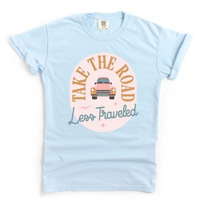 Simply Sage Market Women's Road Less Traveled Car Short Sleeve Garment Dyed Tee