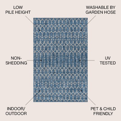 Navy and Light Gray Moroccan-Inspired Geometric 4' x 6' Synthetic Area Rug