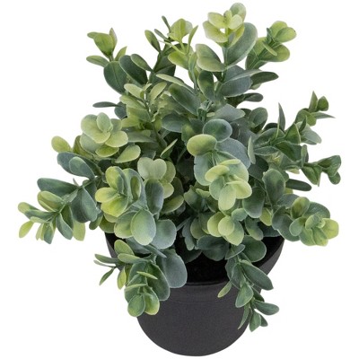 10" Green Artificial Chinaberry Plant in Black Plastic Pot