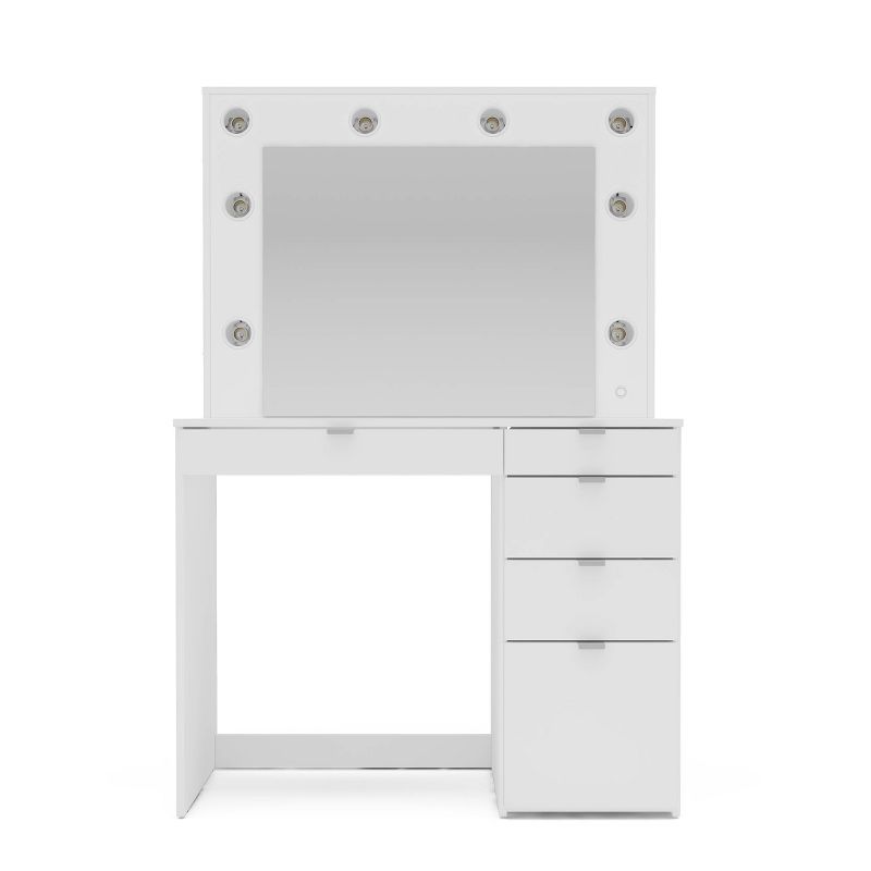 Harper Vanity Table with Lighted Mirror White - Polifurniture, 1 of 13