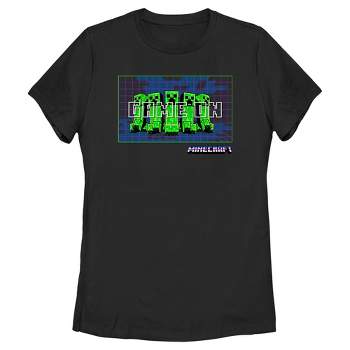 Women's Minecraft Creeper Graph Charged T-shirt - Black - Medium : Target