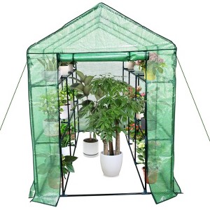 Greenhouse for Outdoors,Portable Indoor and Outdoor Green House w/ Roll-Up Zippered Door Anchors and Ropes,Plant Garden Hot House w/ 9 Shelves - 1 of 4