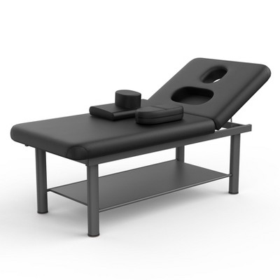 Dolonm 31.5" Wide - Quality Leather Beauty Spa Furniture Massage Table Bed Iron on Round Legs Facial Bed Beauty Bed
