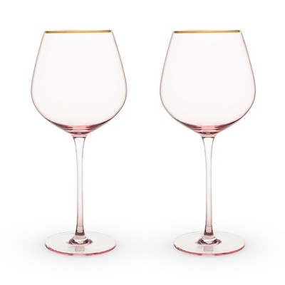 Twine Rose Wine Glasses Set, Gold Rimmed, Set of 2