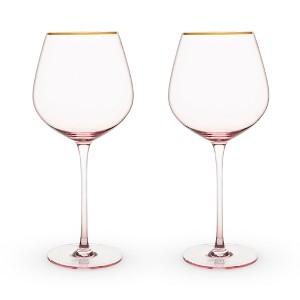 Twine Rose Wine Glasses Set, Gold Rimmed, Set of 2 - 1 of 4