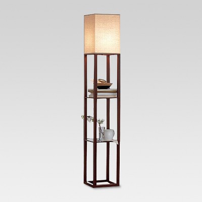Shelf Floor Lamp Brown Includes Energy Efficient Light Bulb - Threshold , Size: Lamp with Energy Efficient Light Bulb