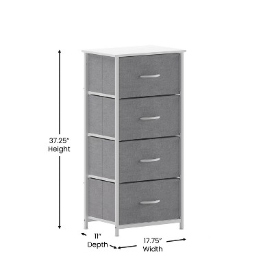 Beige Vertical 4-Drawer Storage Dresser with White Frame