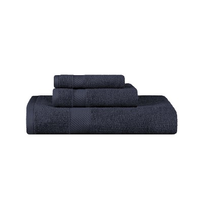 Modern Solid Classic Luxury Cotton 3 Piece Bath, Face, and Hand Towel Set by Blue Nile Mills