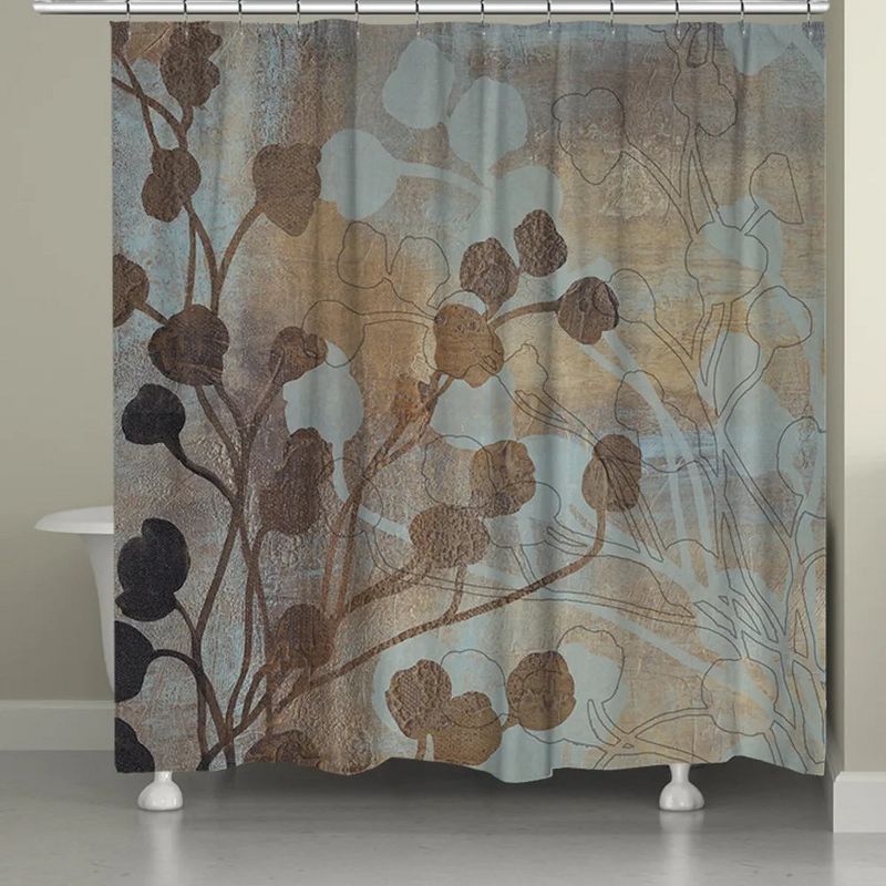 Laural Home Spa Blue and Gold Shower Curtain, 1 of 2