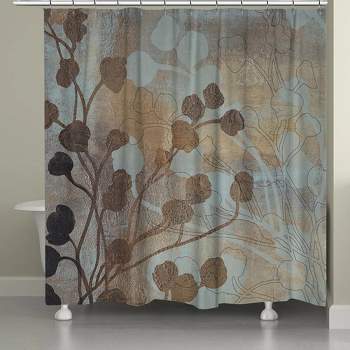 Laural Home Spa Blue and Gold Shower Curtain