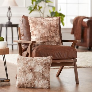 Chanasya Wolf Faux Fur Square Throw Pillow Covers - 2 Pieces - 18" x 18” - 1 of 4