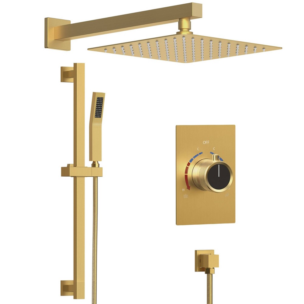 Photos - Tap 10" Complete Shower Faucet Combo Kit Gold - EVERSTEIN: Brass Material, 3-Hole Install, Single Handle, 2.5 GPM