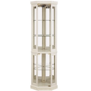 Vynxaria Lighted Corner Glass Cabinet in Antique White - Curio Display Case for Living Room, Wine, and Antique Collection Storage - 1 of 4