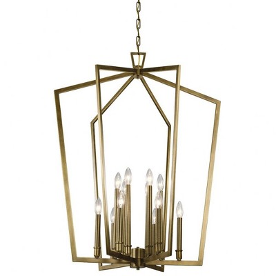 Elegant Polished Nickel 12-Light Cage Chandelier with Modern Flair