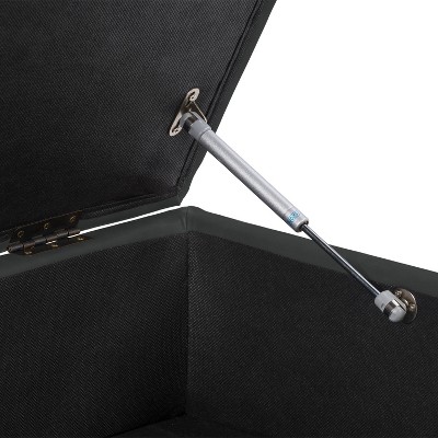 Linden Square Black Fabric Storage Ottoman with Metal Legs