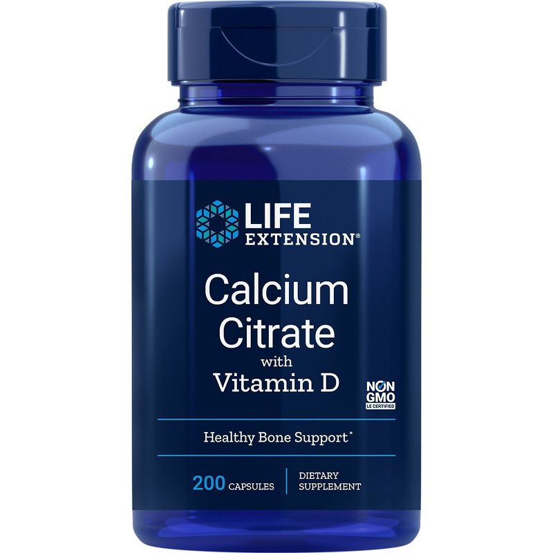 Life Extension Calcium Citrate w Vitamin D  -  200 VegCap, 1 of 3