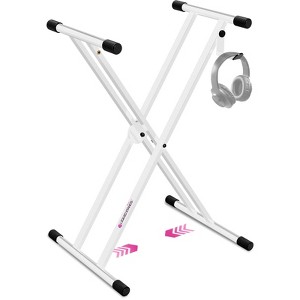 Liquid Stands White Piano Keyboard Stand - X Style Adjustable & Portable Heavy Duty Music Stand for Kids and Adults - Fits 54-88 Key Pianos (White) - 1 of 4