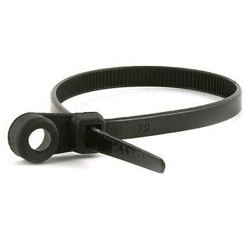 Monoprice 8-inch Mountable Head Cable Tie, 100pcs/Pack, 40 lbs Max Weight - Black