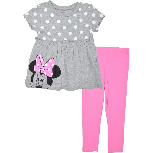 Disney NWT Girls Baby Minnie Mouse 2-PC Gray & Pink 406DN Legging Set 0-9 MOS. 