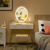 Jojoka Makeup Vanity Table Set with Lighted Mirror, 2 Storage Drawers & Upholstered Stool ¨C Modern White Dressing Table for Bedroom - 2 of 4