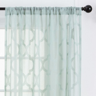 Sage Sheer Polyester Rod Pocket Window Curtains, 52" x 96"
