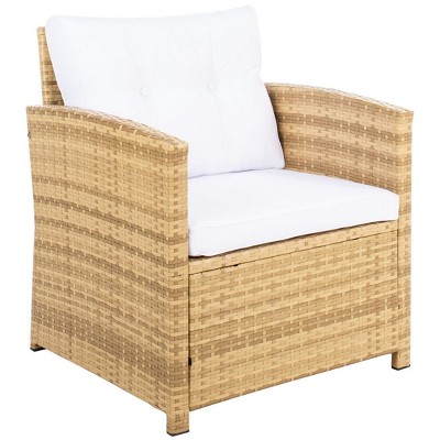 Coastal Charm Natural & White 4-Piece Patio Conversation Set