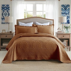 Marcielo 3 Pcs Cotton Oversized Quilt Bedspread Set TF - 1 of 4