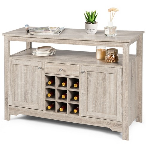 Fc Design 52w Sideboard Storage Cabinet With Wine Racks, Storage Cabinets,  Drawer, Large Dining Server Cupboard Buffet Table : Target