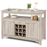 Kitchen Buffet Sideboard with Wine Rack Free Standing Storage Cabinet Gray