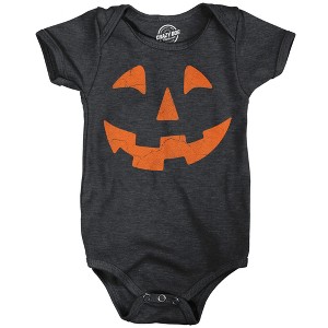 Giant Jack O Lantern Baby Bodysuit Funny Sarcastic Halloween Graphic Novelty Jumper For Infants - Crazy Dog Baby Bodysuit For Halloween Season - 1 of 4