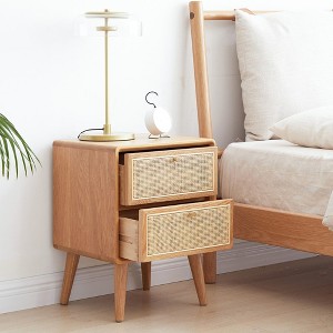 Pure Solid Wood Bedside Cabinet Modern Simple Nightstands North America Oak Bedside - 1 of 4
